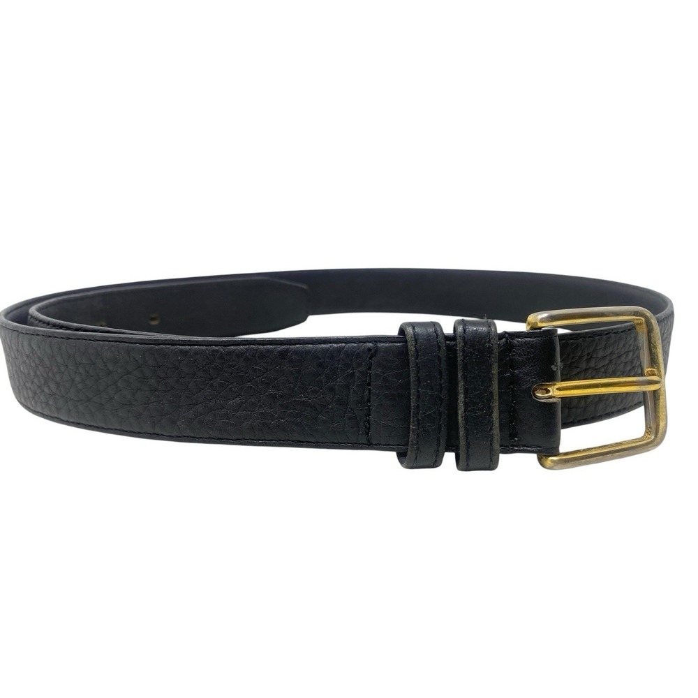 Vintage Neil Martin Mens Genuine Leather Black Textured Belt Brass Buckle Sz 34